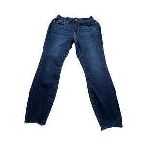 Judy Blue Jeans Womens 14W Blue Denim Skinny Fit JB82201DK Raw Hem Dark Wash